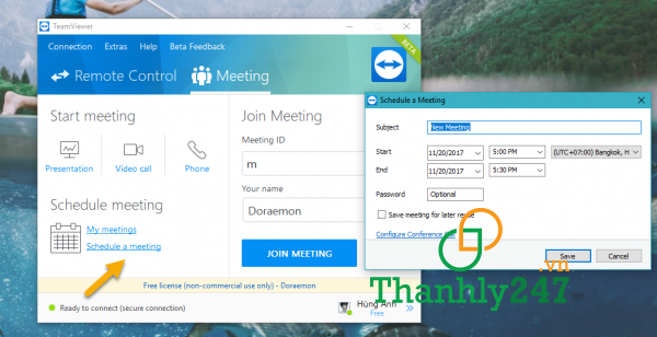 Tạo cuộc họp trực tuyến bằng TeamViewer Meeting - Bước 1